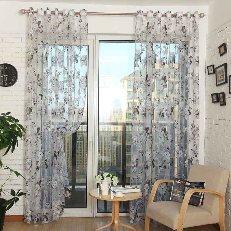Elegant Ready-Made Custom Floral Voile Curtains for Home Decor