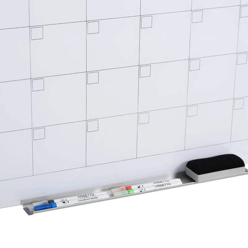 Vinsetto 35x23 Dry Erase Wall Calendar Glass Whiteboard Monthly Planner with 4 Markers and 1 Eraser