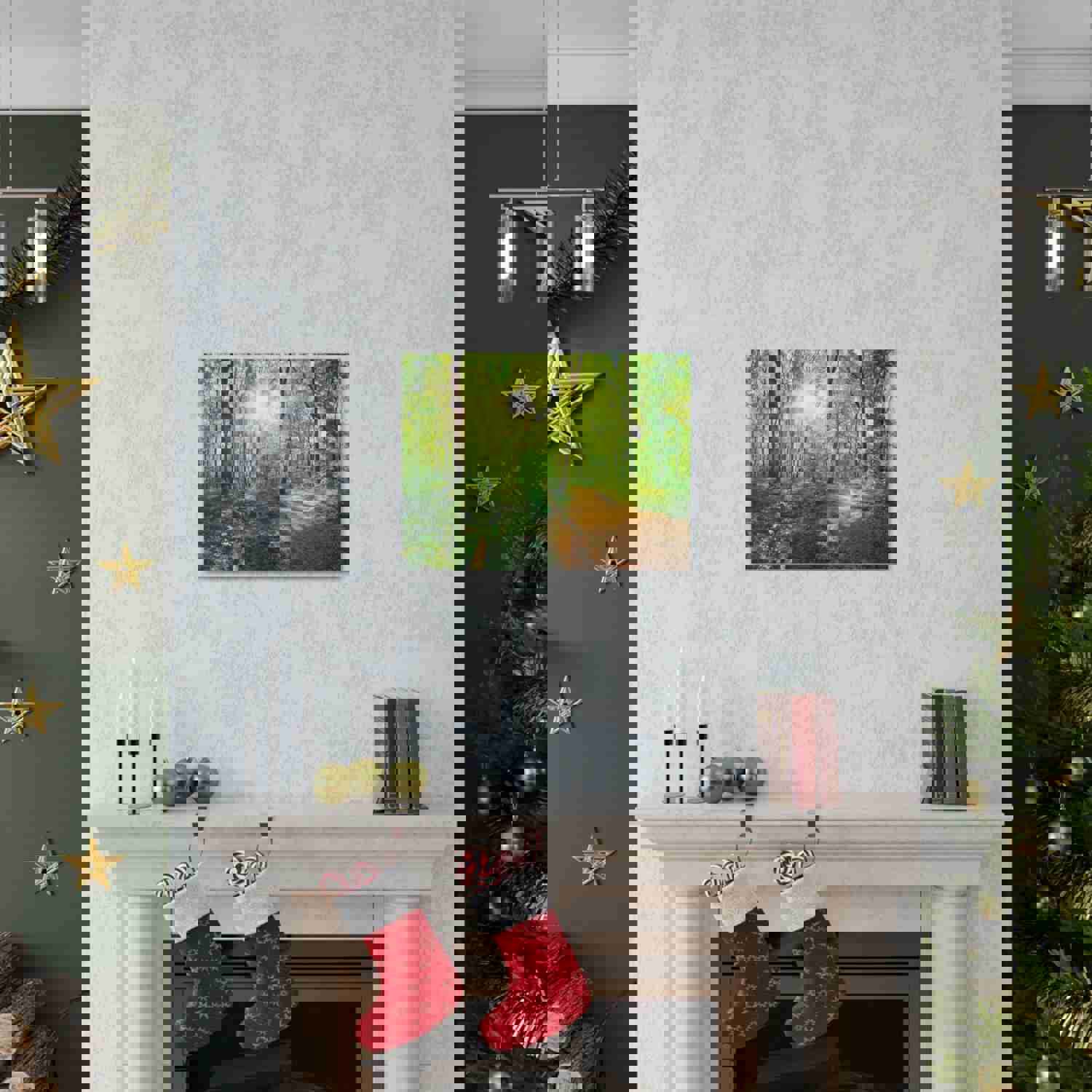 Green Forest Sunlight Nature Wilderness Photography Canvas Wall Art for Home Decor