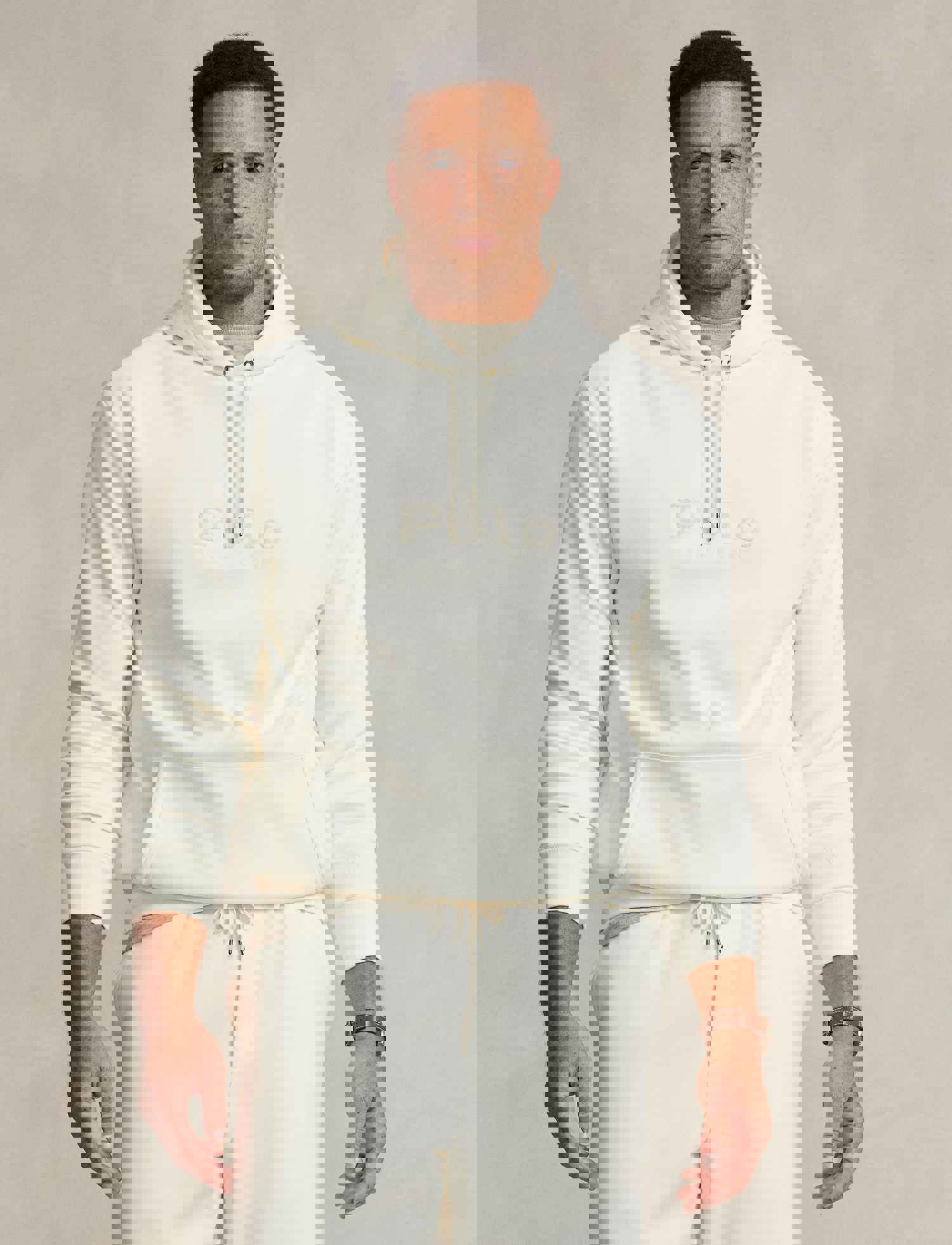 Polo Ralph Lauren Big & Tall Hoodie - Double Knit Tech - Cream