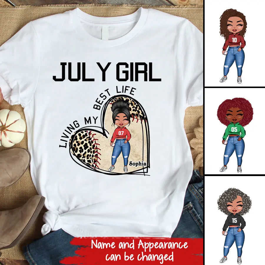 July Birthday Shirt for Women - Custom Baseball Lover Tee