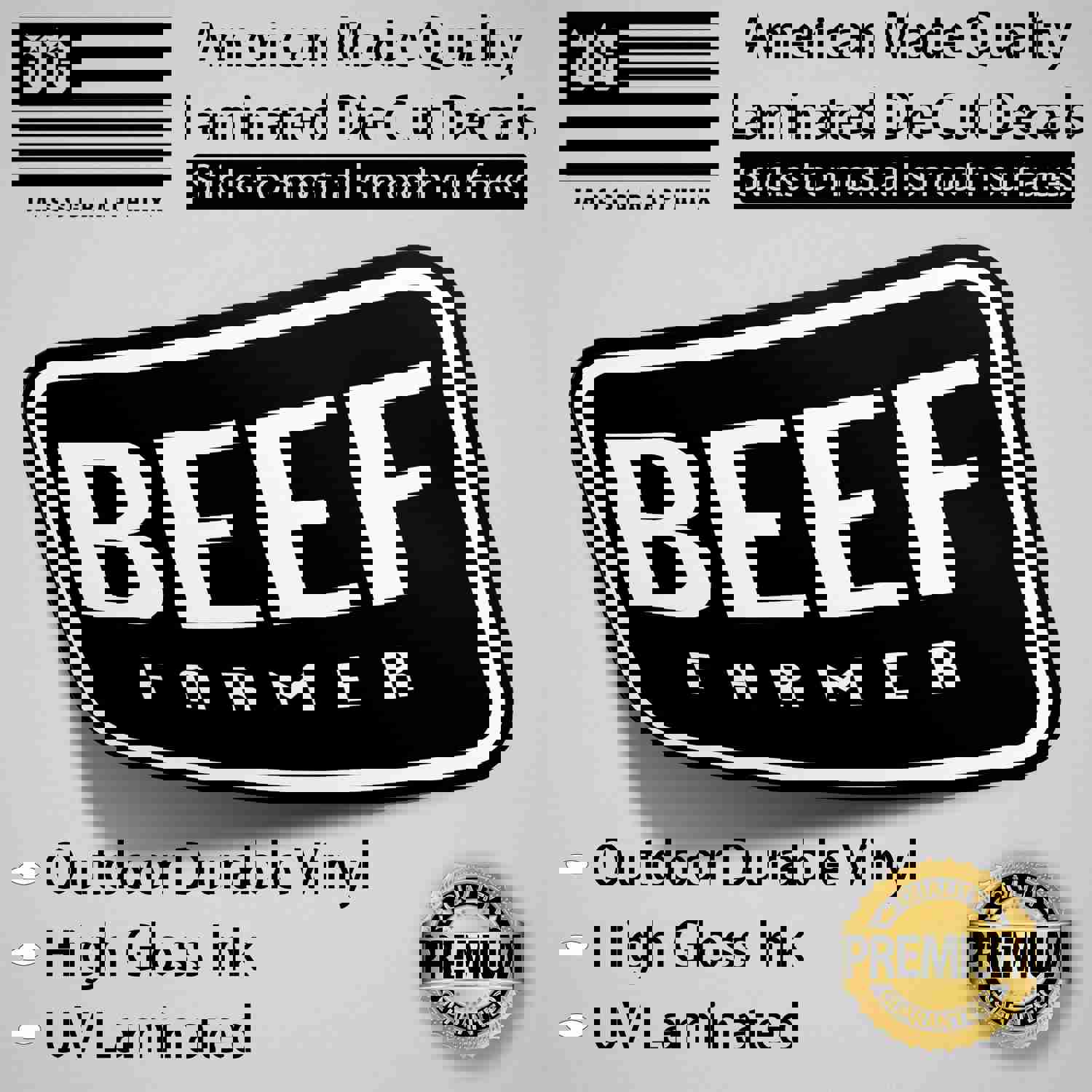 BEEF Farmer Decal Pack of 4 Stickers – Durable Outdoor Vinyl for Farming Enthusiasts