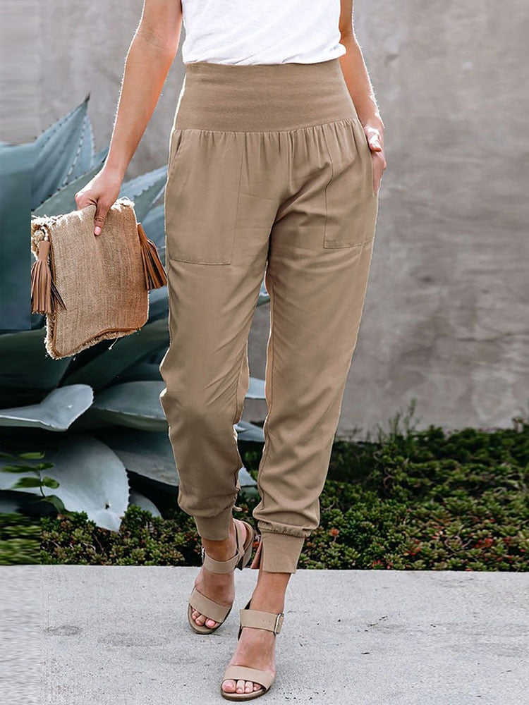 Anokhinaliza Women's Elegant Solid Slim Long Pants Casual Streetwear