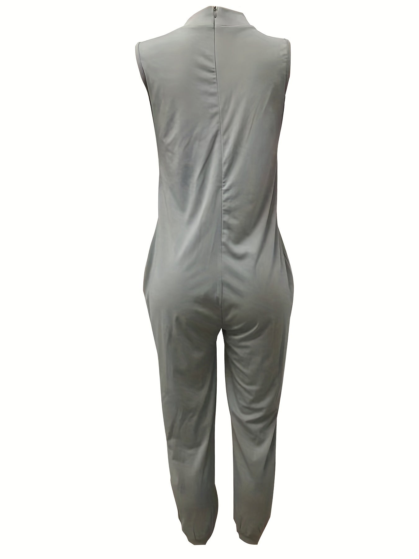 Solid Baggy V Neck Summer Casual Jumpsuit for Women