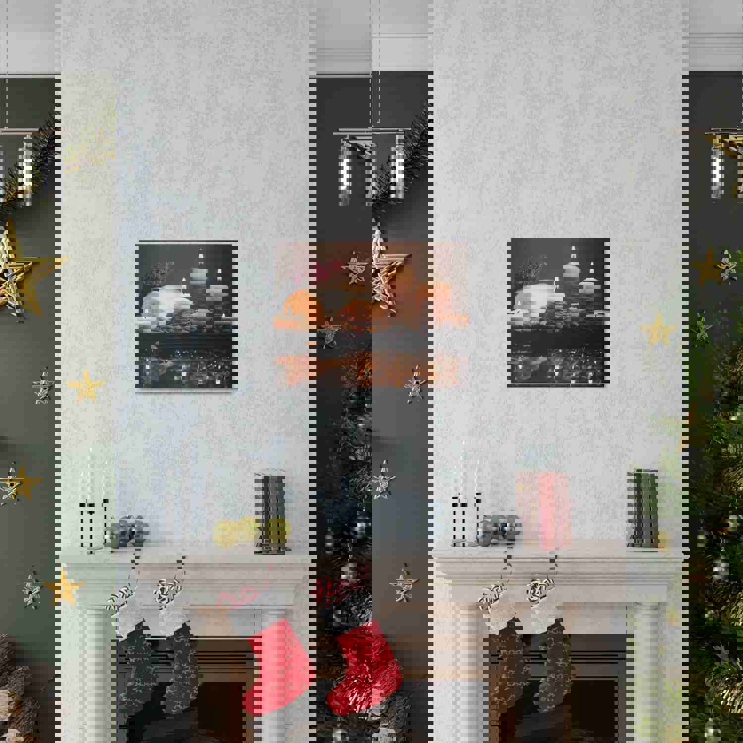 Pebbles and Aromatic Candles Forest Floral Nature Photography Canvas Wall Art