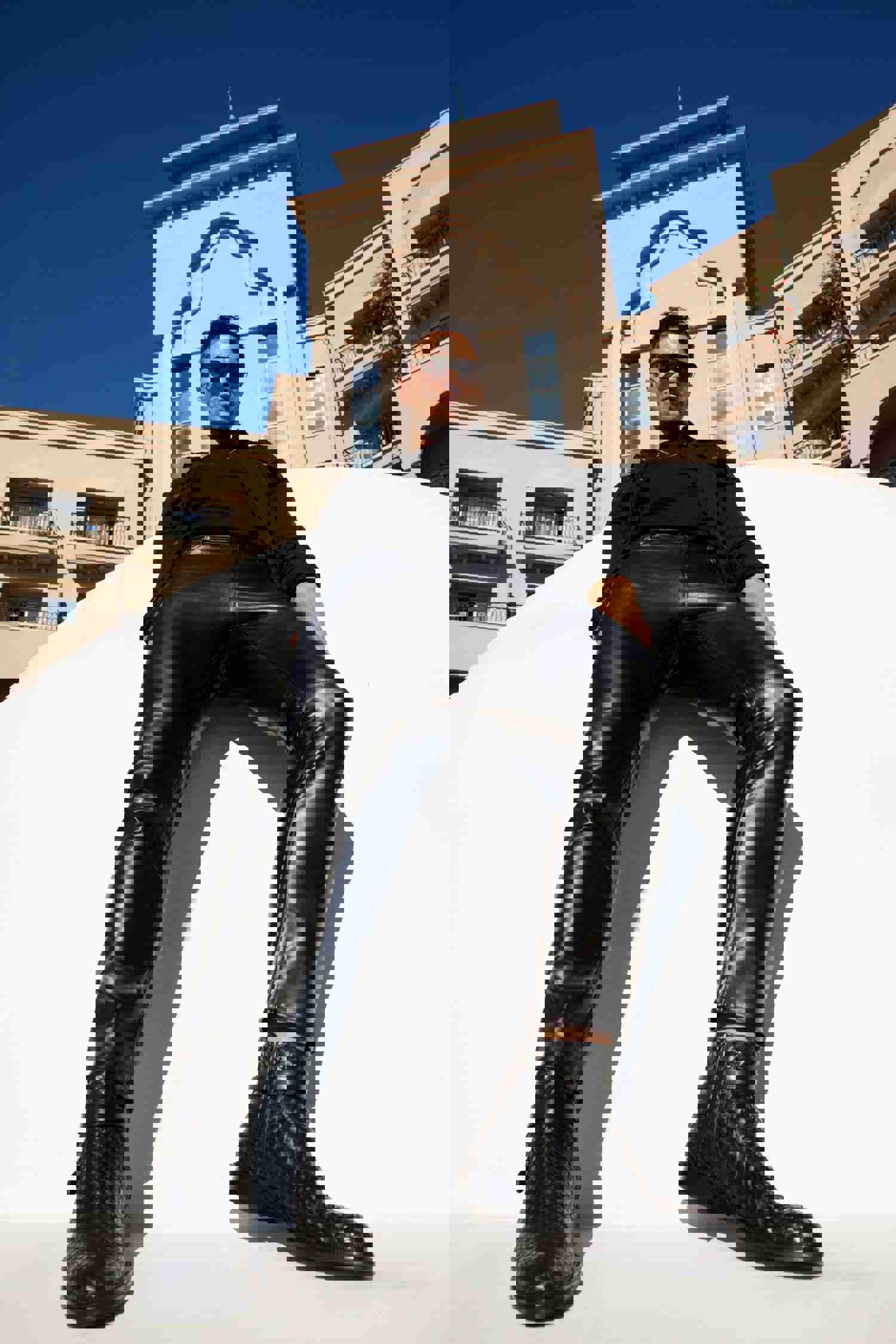 Morral Black Handwoven Leather Cross Strap Buckle Zip-Up Men Boot