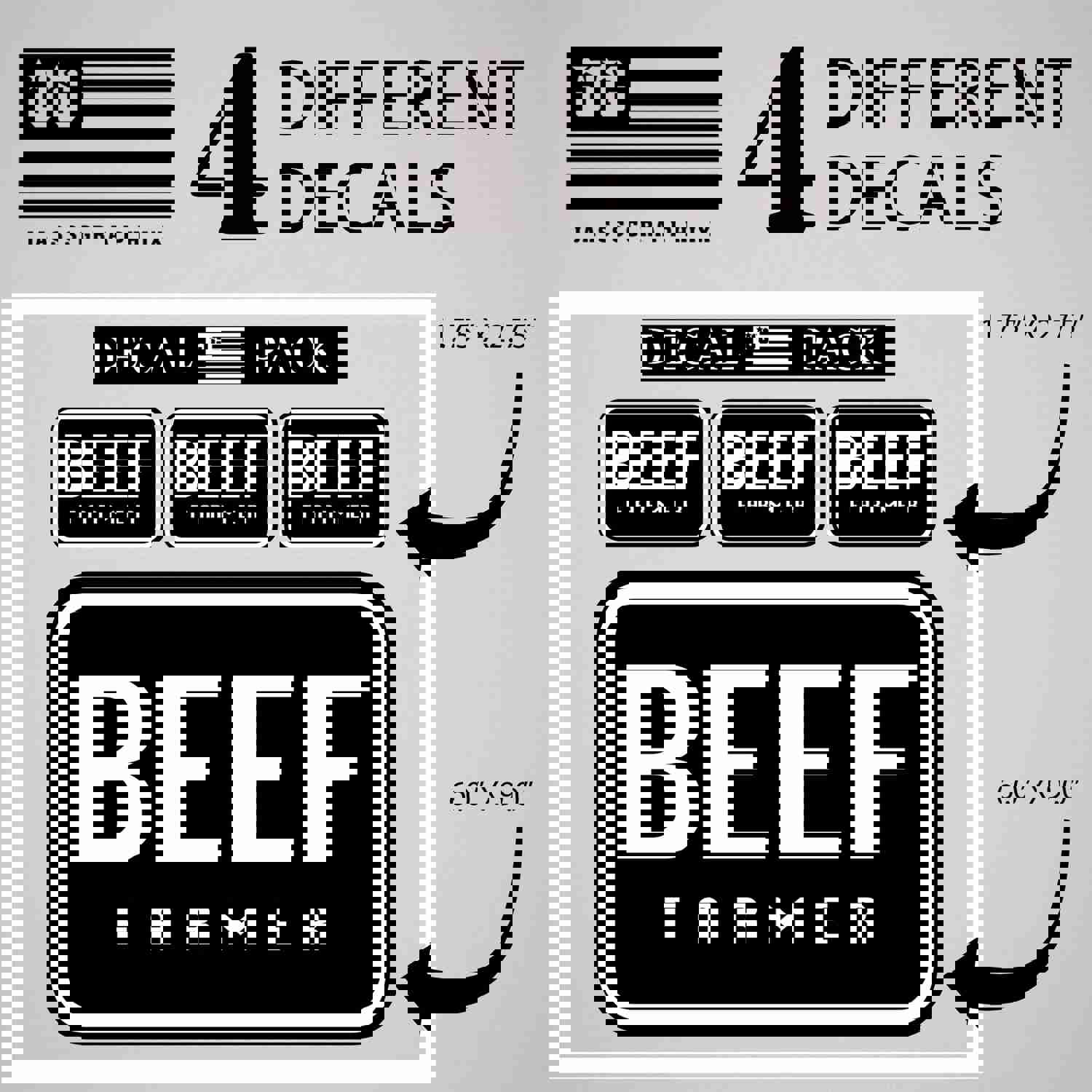 BEEF Farmer Decal Pack of 4 Stickers – Durable Outdoor Vinyl for Farming Enthusiasts