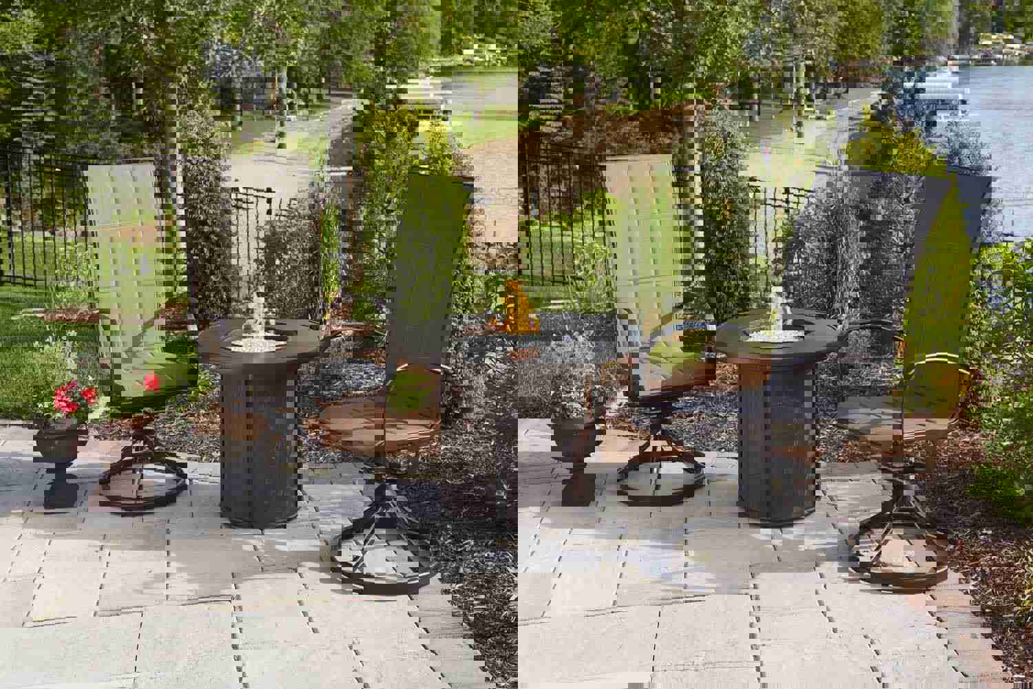 Outdoor Greatroom Brown Stonefire Round Gas Fire Pit Table - SF-32-K