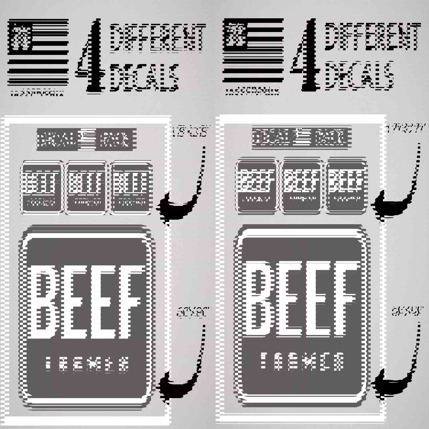 BEEF Farmer Decal Pack of 4 Stickers – Durable Outdoor Vinyl for Farming Enthusiasts
