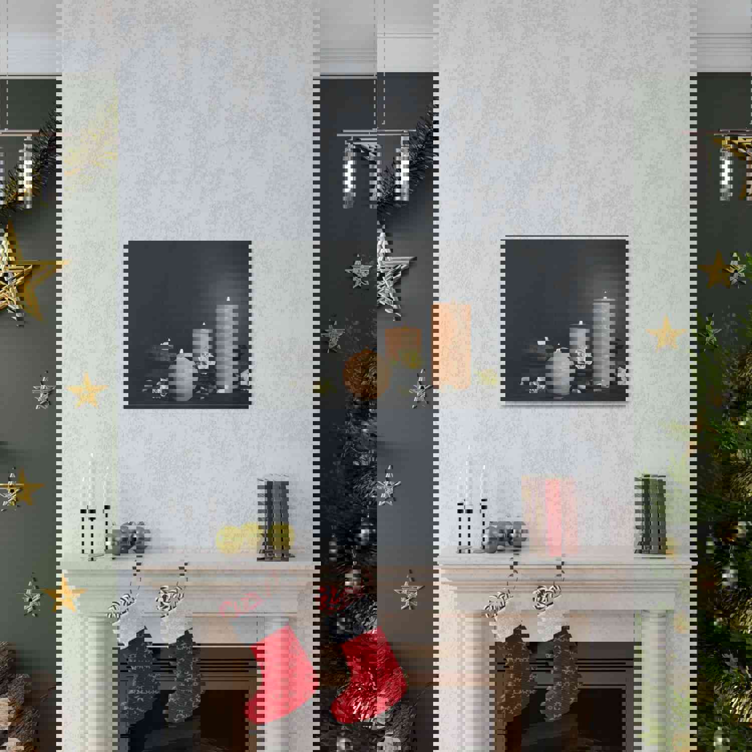 Spa Burning Candles Forest Floral Nature Photography Canvas Wall Art for Home Decor