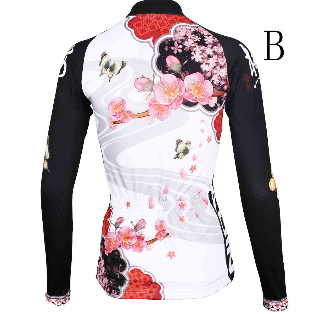 Ilpaladino Peach Blossom Butterfly Women's Cycling Jersey - Long-Sleeve Summer & Spring Sportswear