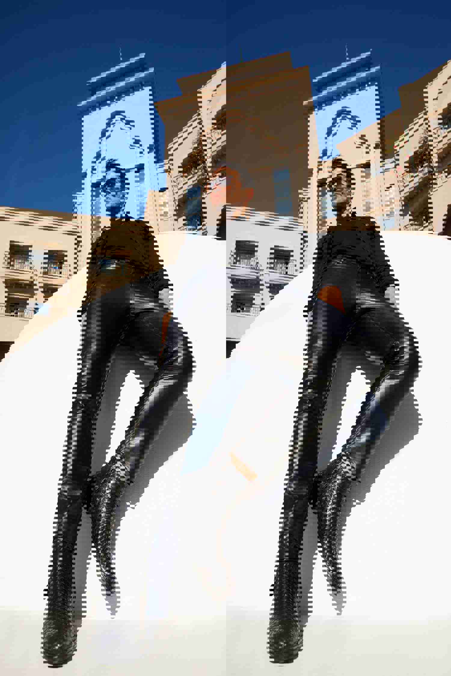 Morral Black Handwoven Leather Cross Strap Buckle Zip-Up Men Boot