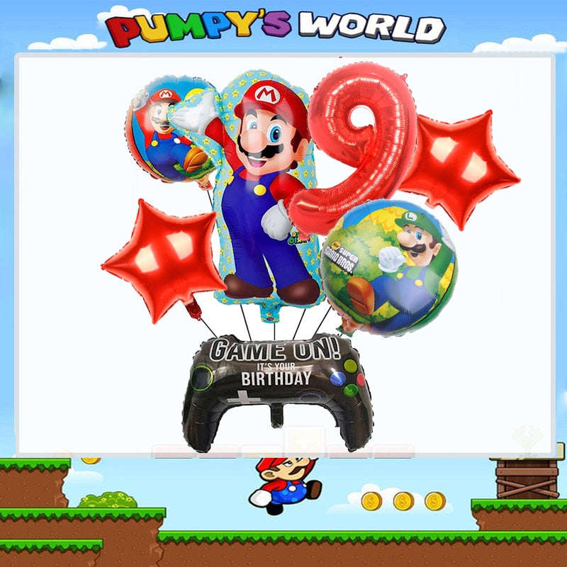 Super Mario Bros Party Decorations Set - Stickers, Flags, Bags, Cake Toppers & More