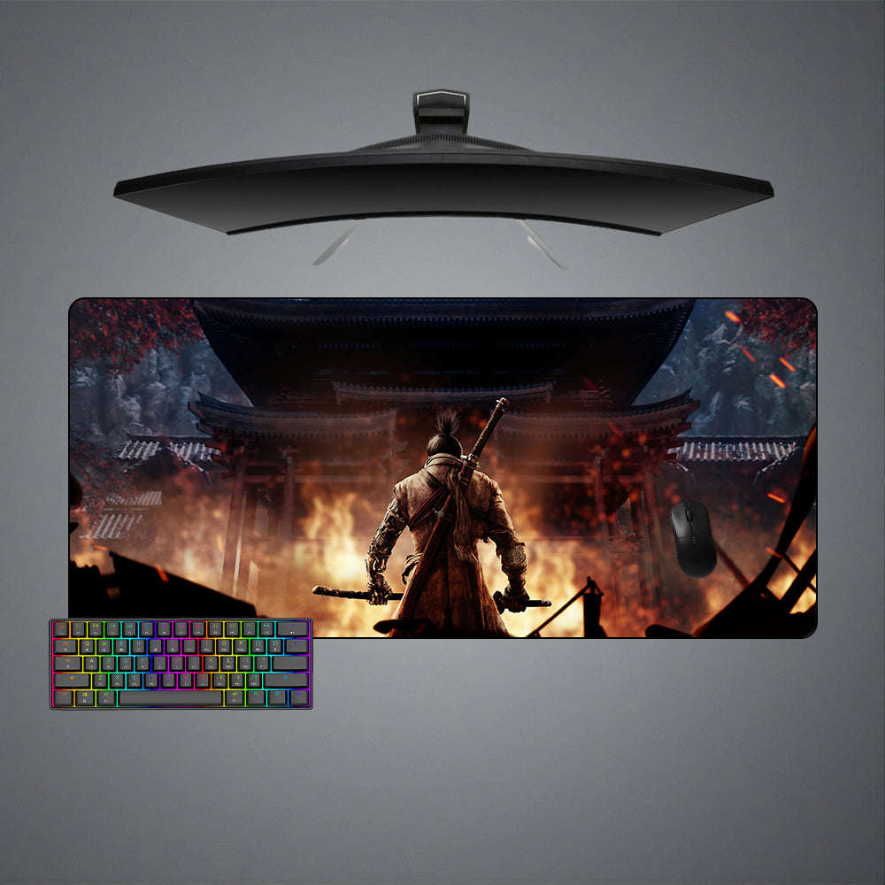 Sekiro Flames Design Gaming Mouse Pad - M-XXL Size, Non-Slip Rubber Base