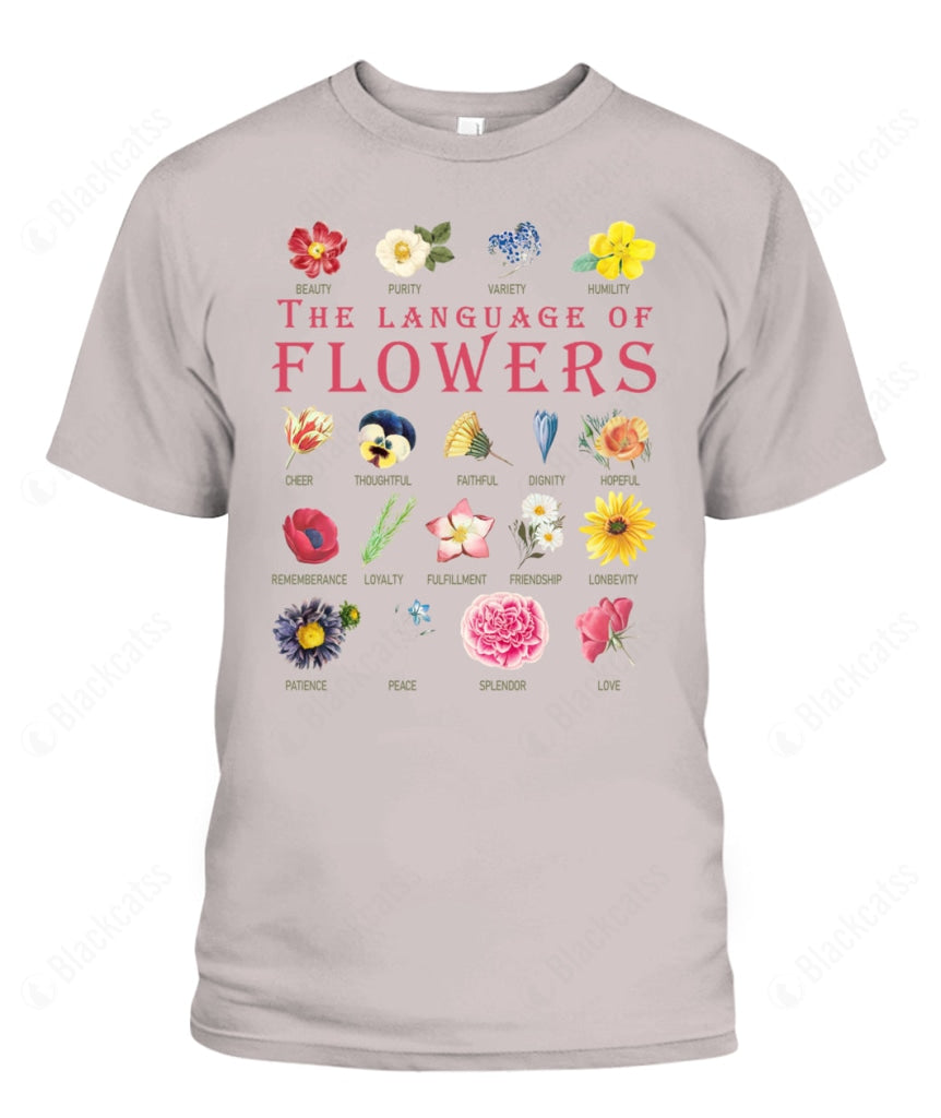 Language of Flowers Botanical Floral Name Chart Custom Graphic Apparel