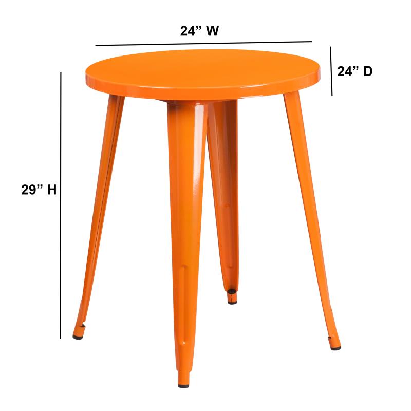 Flash Furniture Webb Commercial Grade 24 Round Orange Metal Indoor-Outdoor Bar Height Table