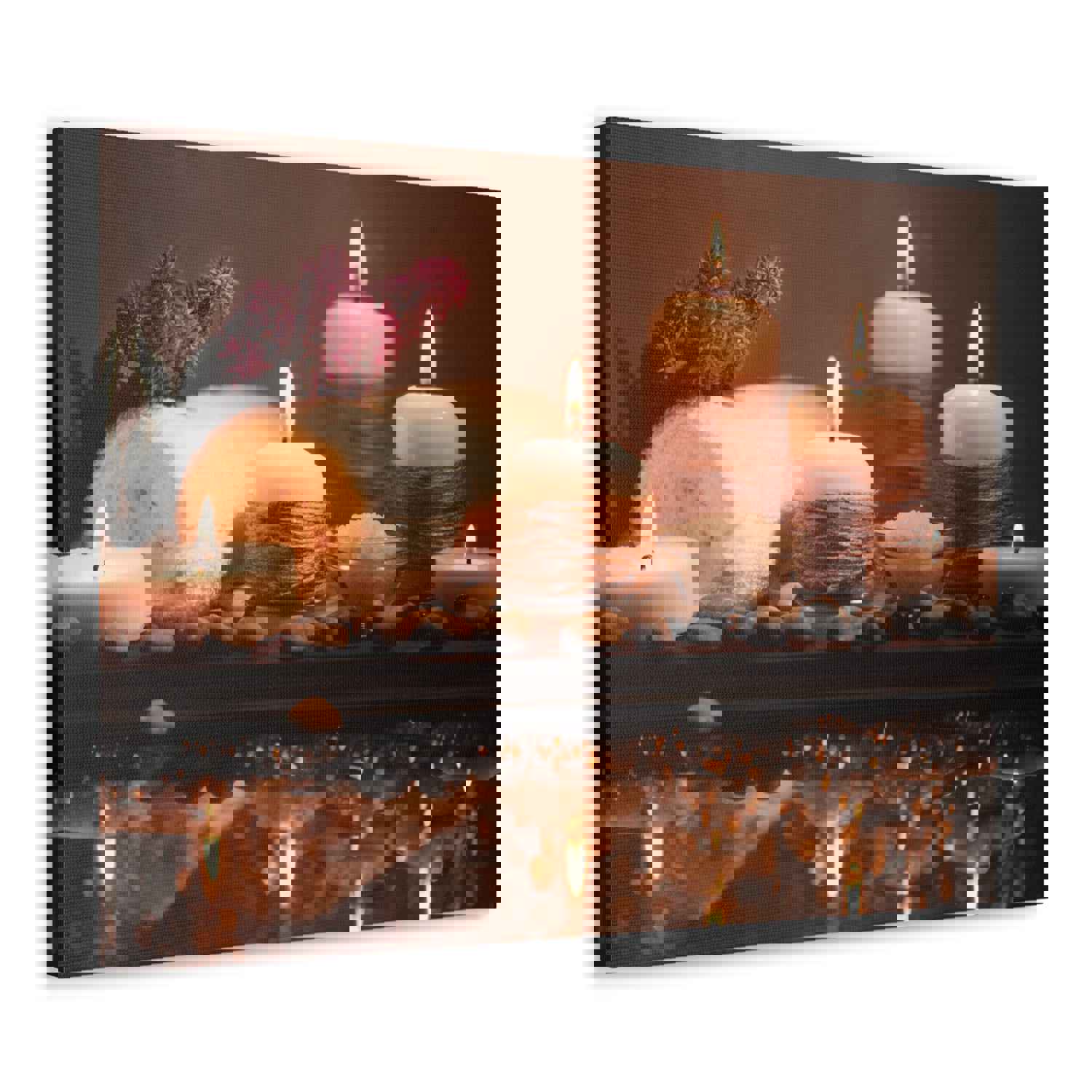 Pebbles and Aromatic Candles Forest Floral Nature Photography Canvas Wall Art