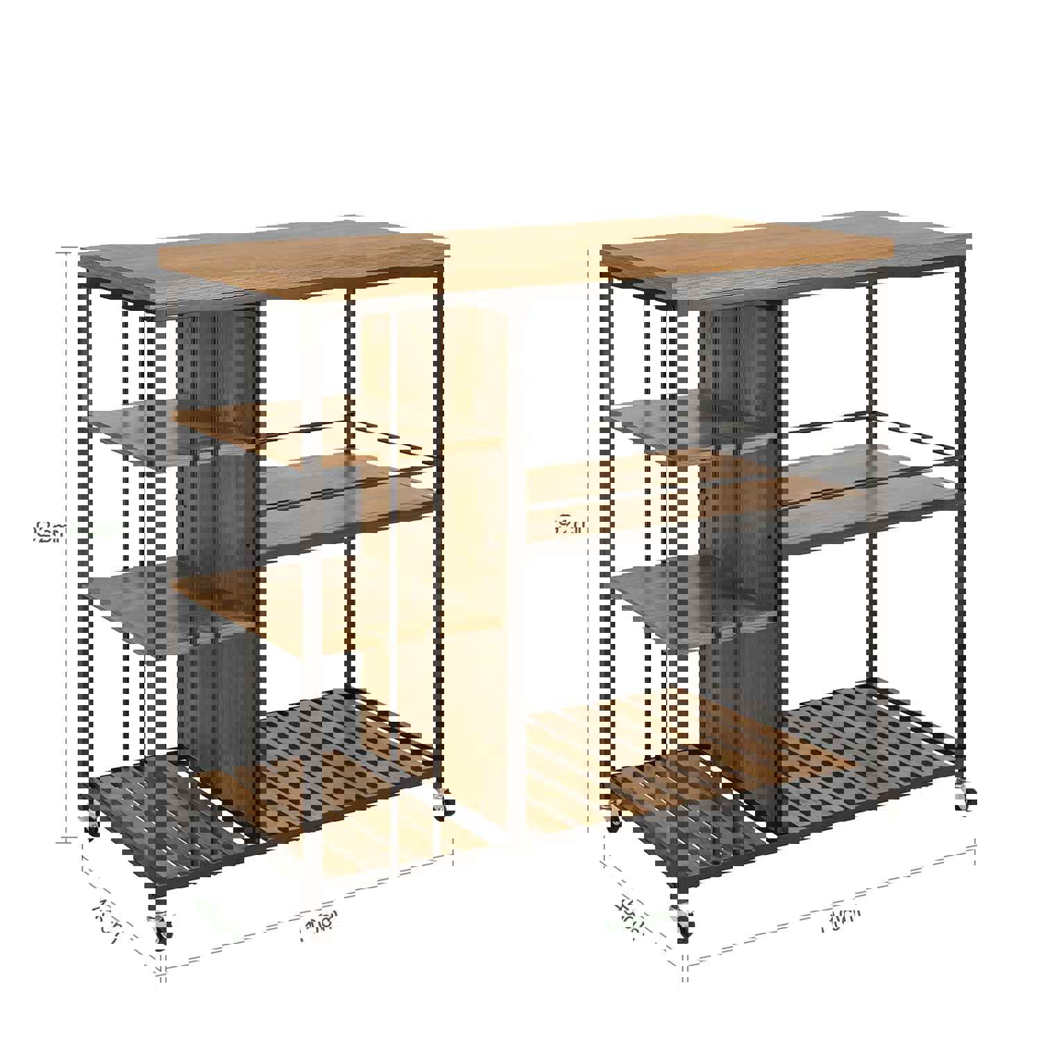 Industrial Vintage Style Kitchen Trolley with 5 Shelves and Swivel Castors