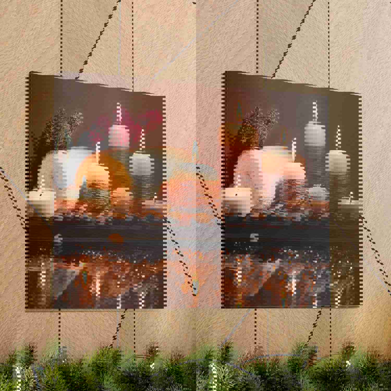 Pebbles and Aromatic Candles Forest Floral Nature Photography Canvas Wall Art