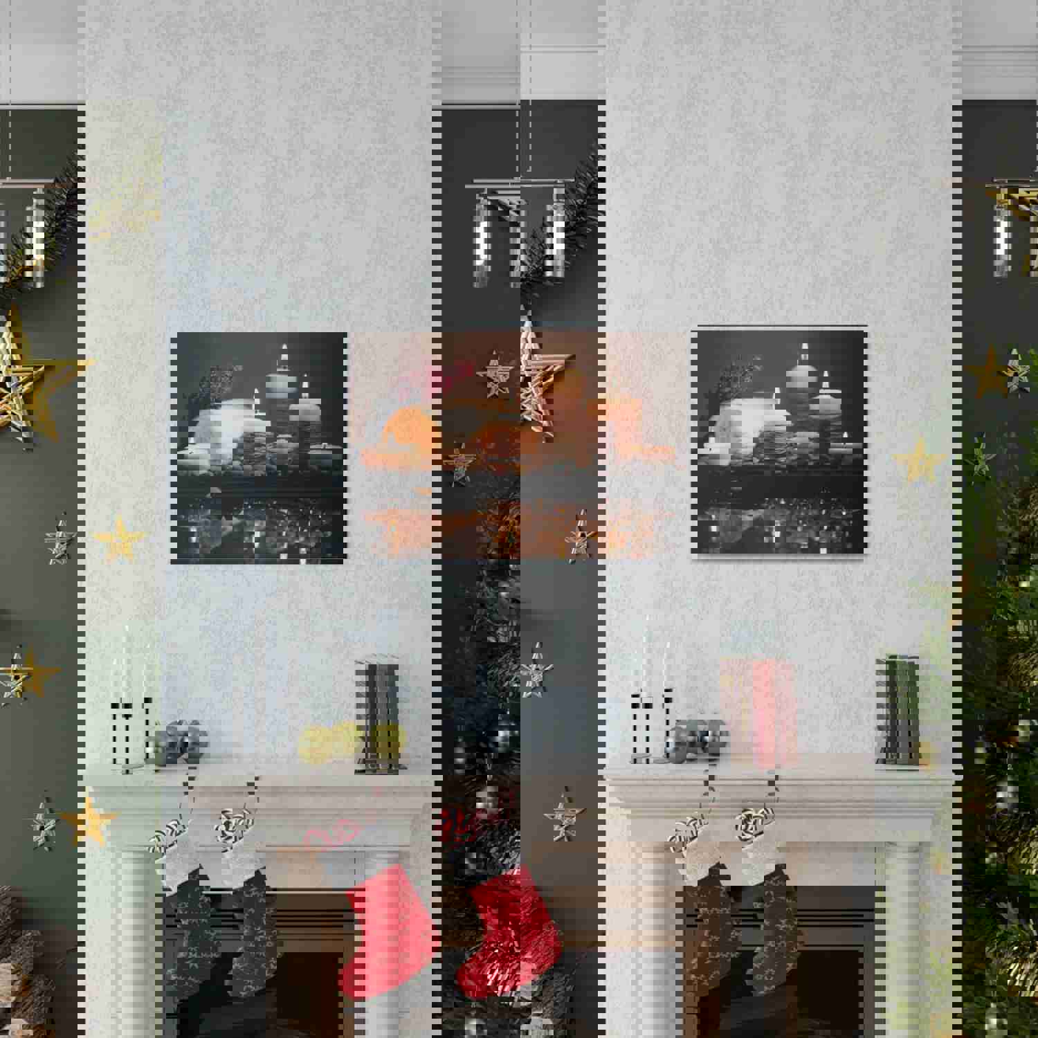 Pebbles and Aromatic Candles Forest Floral Nature Photography Canvas Wall Art