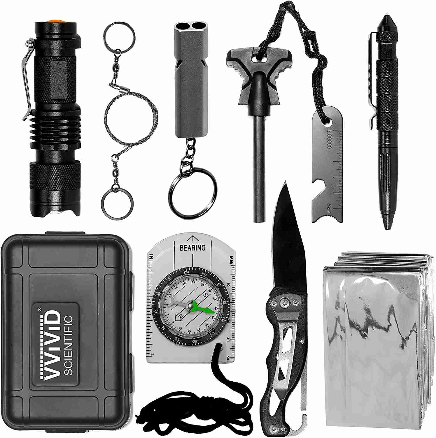 10 in 1 Emergency Tactical Gear Survival Kit for Outdoor Adventures