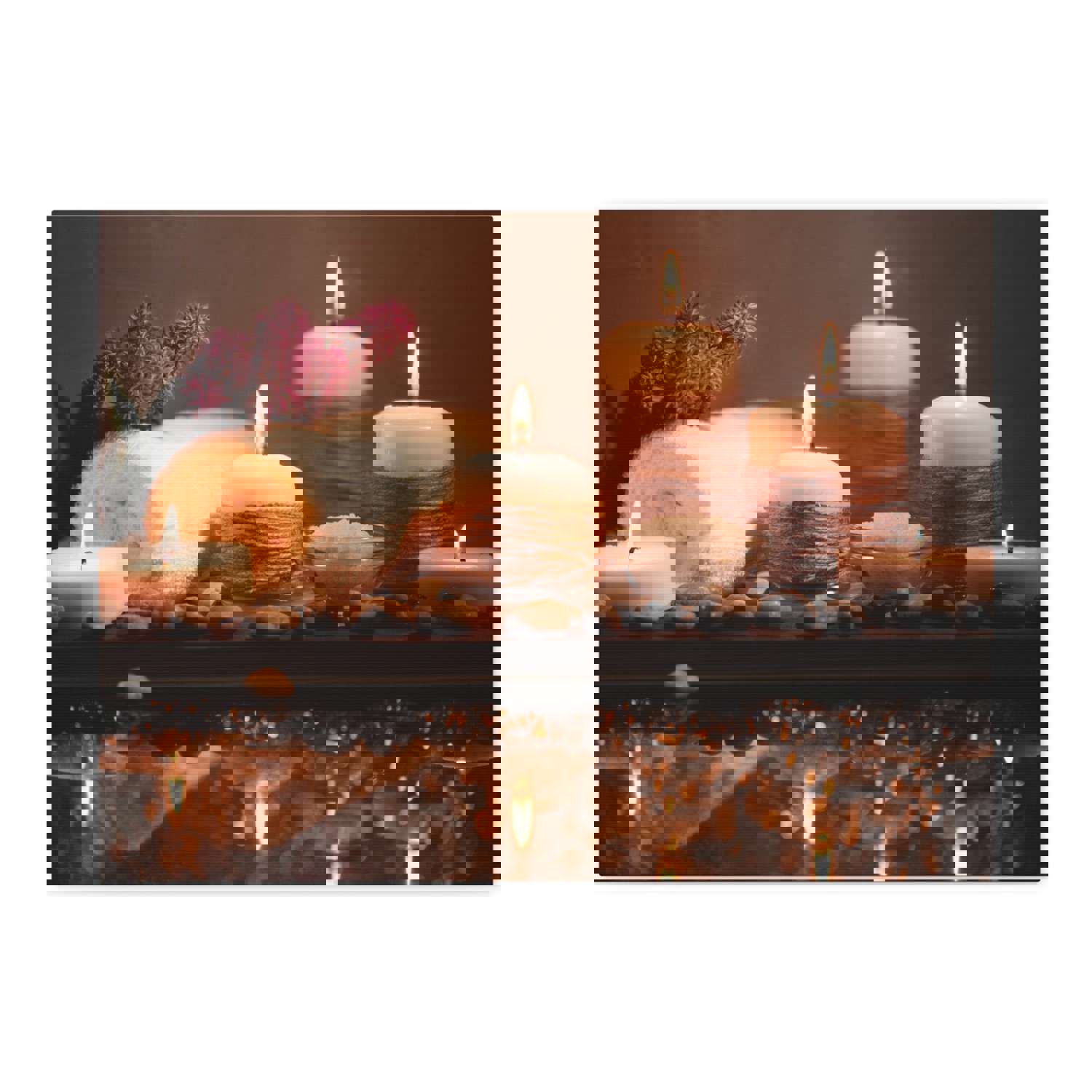 Pebbles and Aromatic Candles Forest Floral Nature Photography Canvas Wall Art