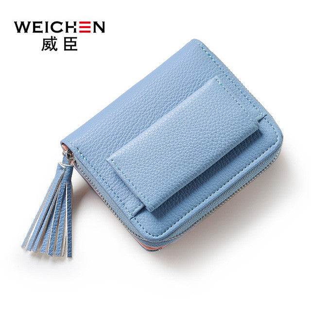 Fashion Women's PU Leather Short Wallet with Tassel Pendant