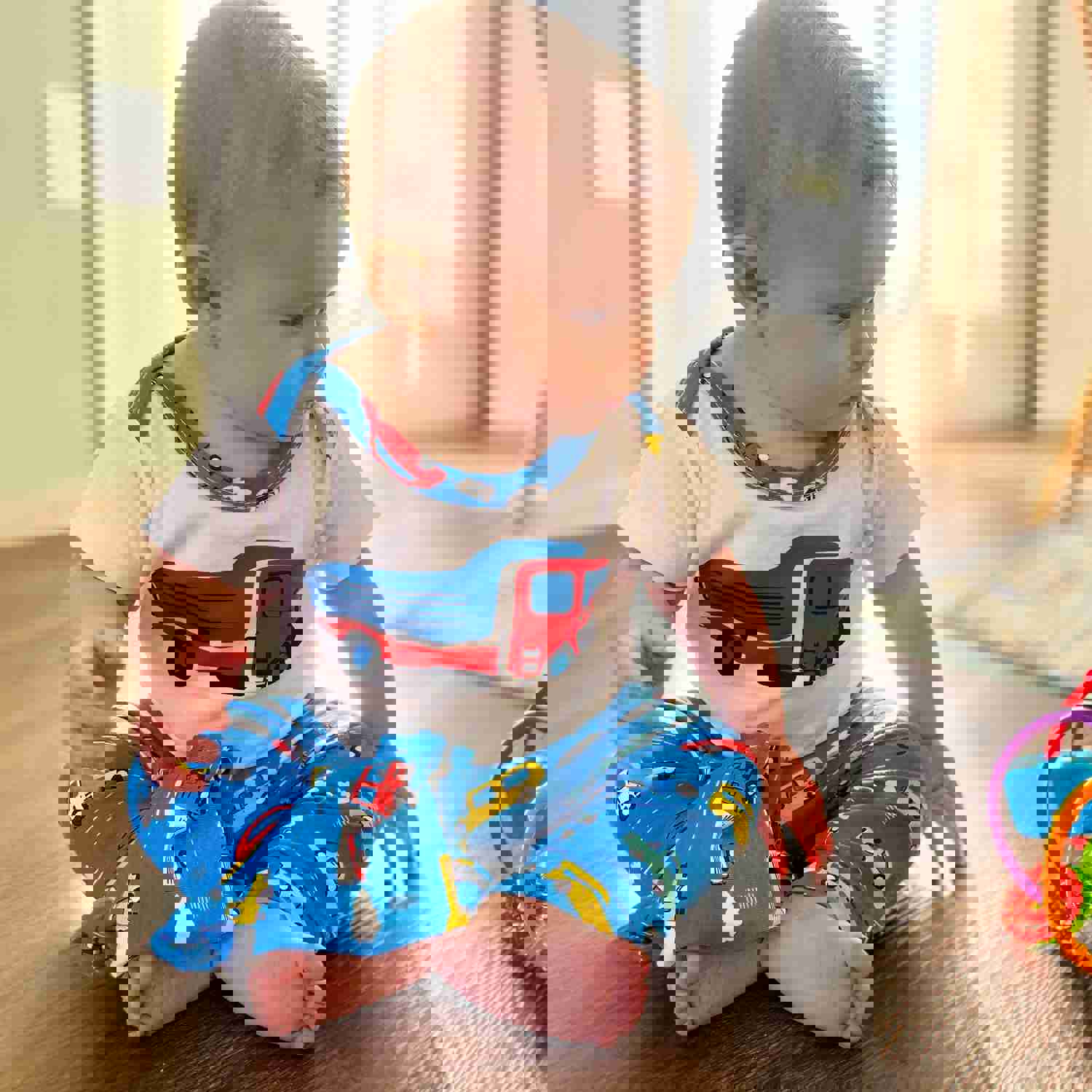 AnnLoren Baby Boys Layette Cars Trucks Onesie Pants Cap 3pc Gift Set