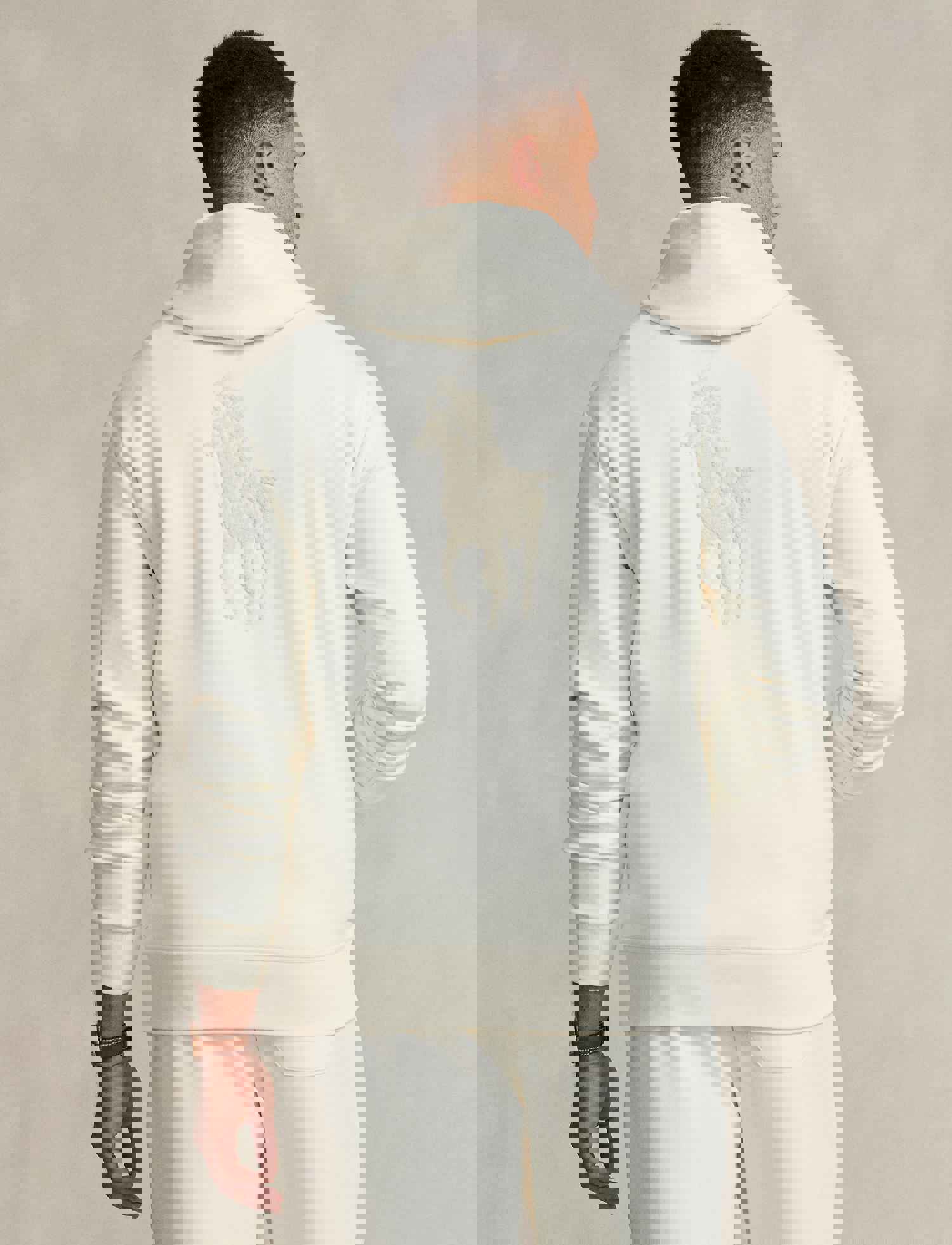 Polo Ralph Lauren Big & Tall Hoodie - Double Knit Tech - Cream