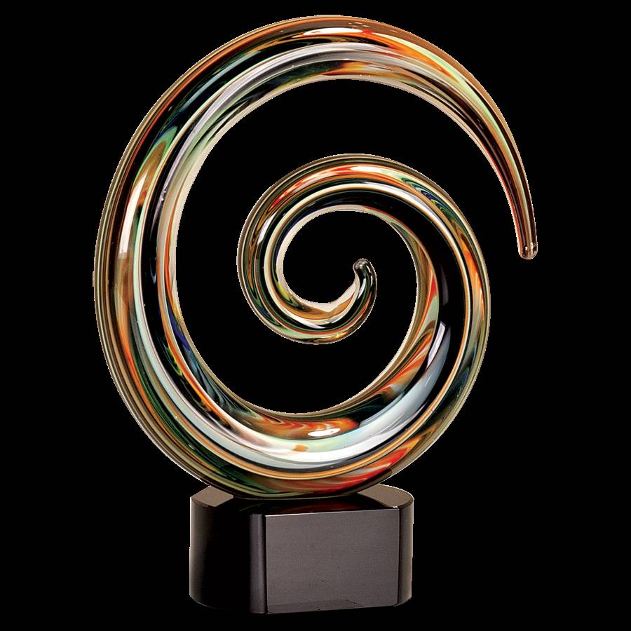 9 1/4 Colored Spiral Art Glass Sculpture