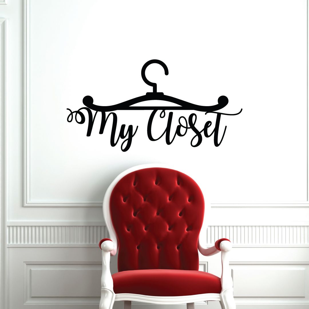 Closet Vinyl Wall Art Sticker Decal - Customizable Closet Sign Wall Decor