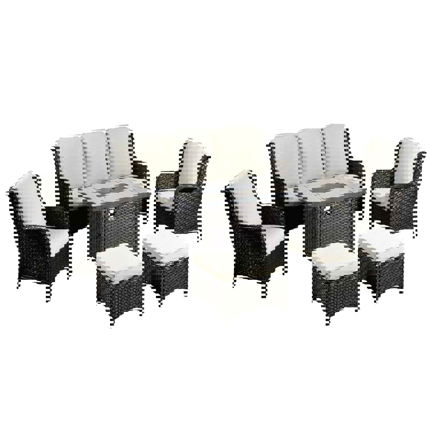 Ovios Patio 6-Piece Conversation Set with 42 Rectangle Propane Fire Pit Table Kenard