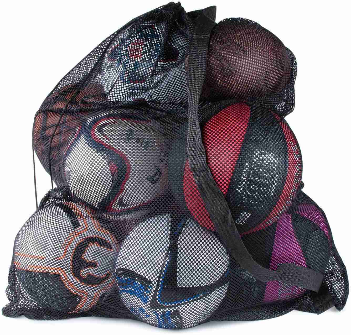 Super Z Outlet Sports Ball Bag Drawstring Mesh - Extra Large Professional Equipment with Shoulder Strap Black (30 x 40 Inches)