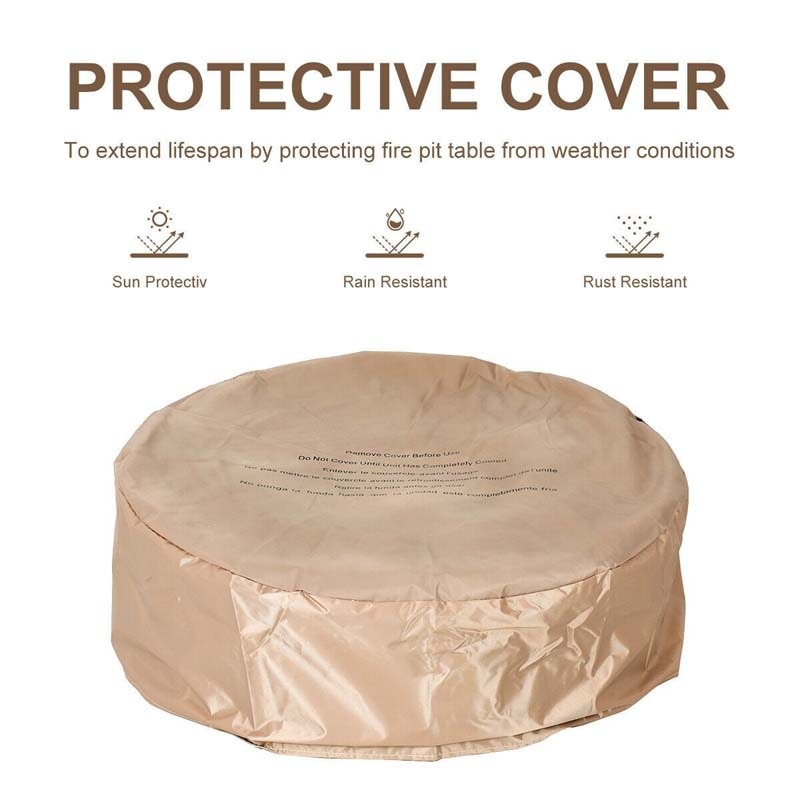 28 Inch 40000 BTU Outdoor Propane Gas Fire Pit with Stainless-Steel Burner and PVC Cover