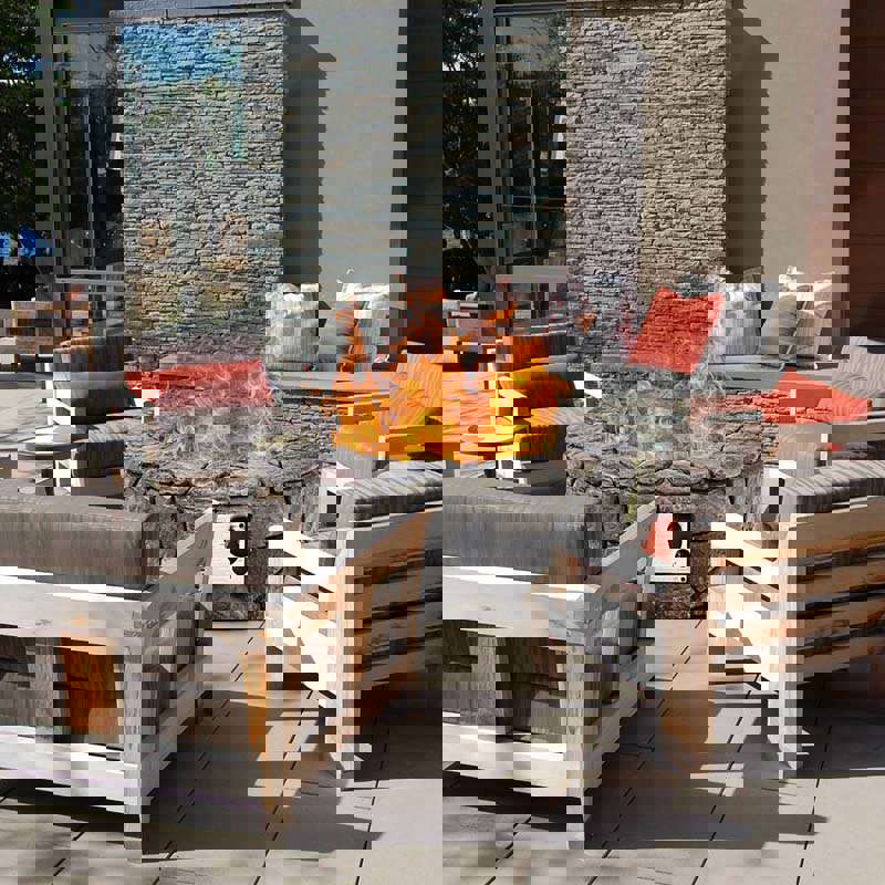 28 Inch 40000 BTU Outdoor Propane Gas Fire Pit with Stainless-Steel Burner and PVC Cover