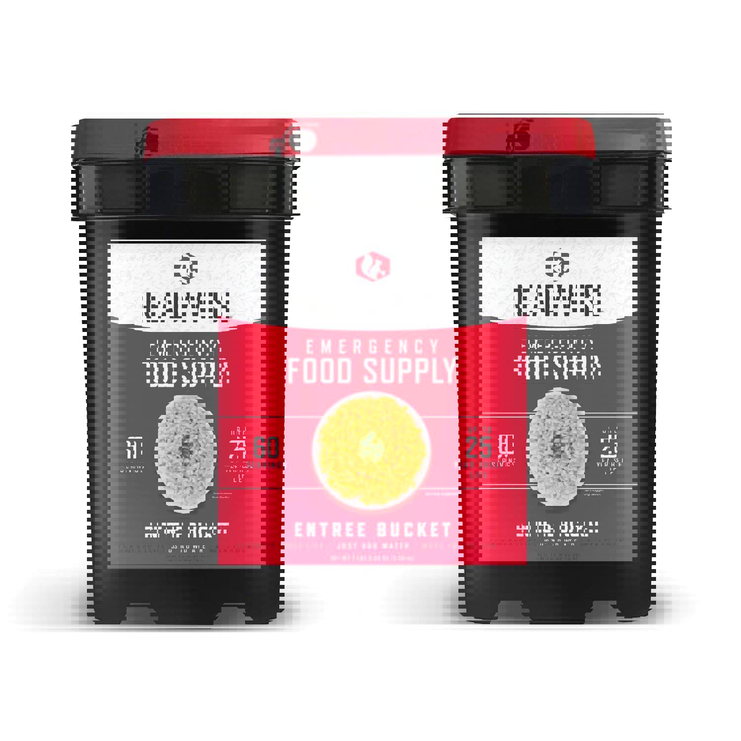 Full Entrées Grab & Go Buckets / 60 Servings / Emergency Disaster Storable Food Prep (by ReadyWise)