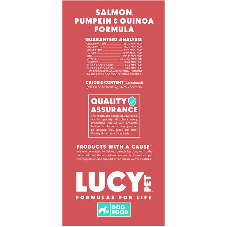 Lucy Pet Salmon, Pumpkin & Quinoa, Dry Dog Food - Grain-Free Formula for All Breeds & Life Stages