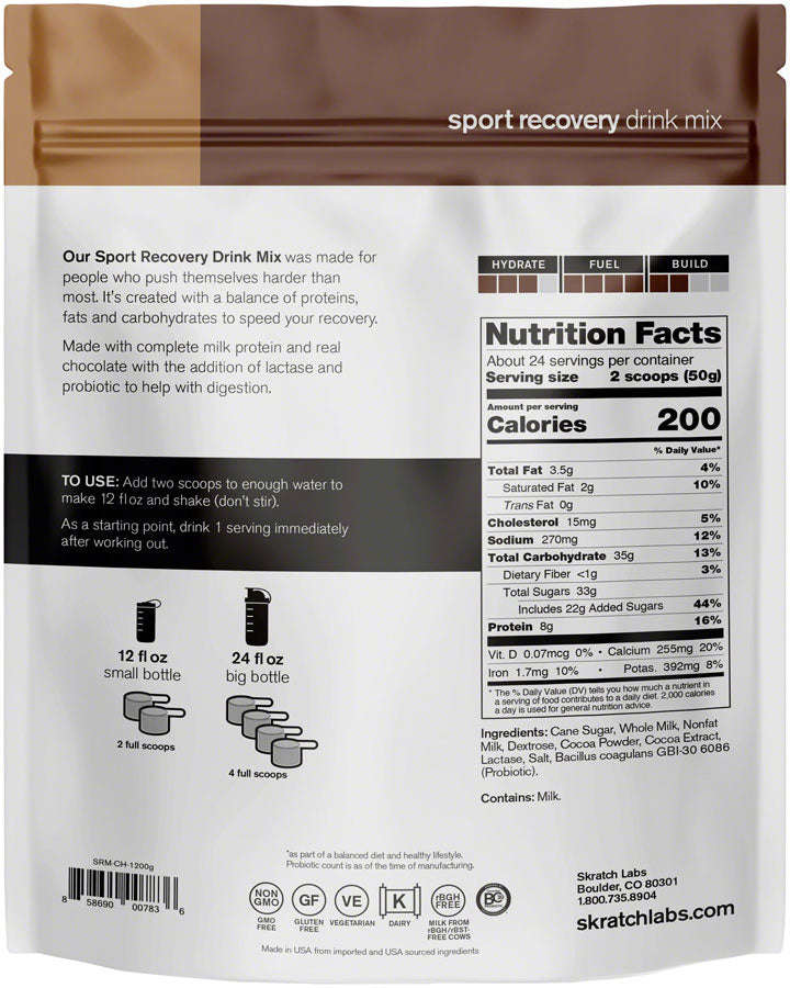 Skratch Labs Sport Recovery Drink Mix - Chocolate 24-Serving Resealable Pouch