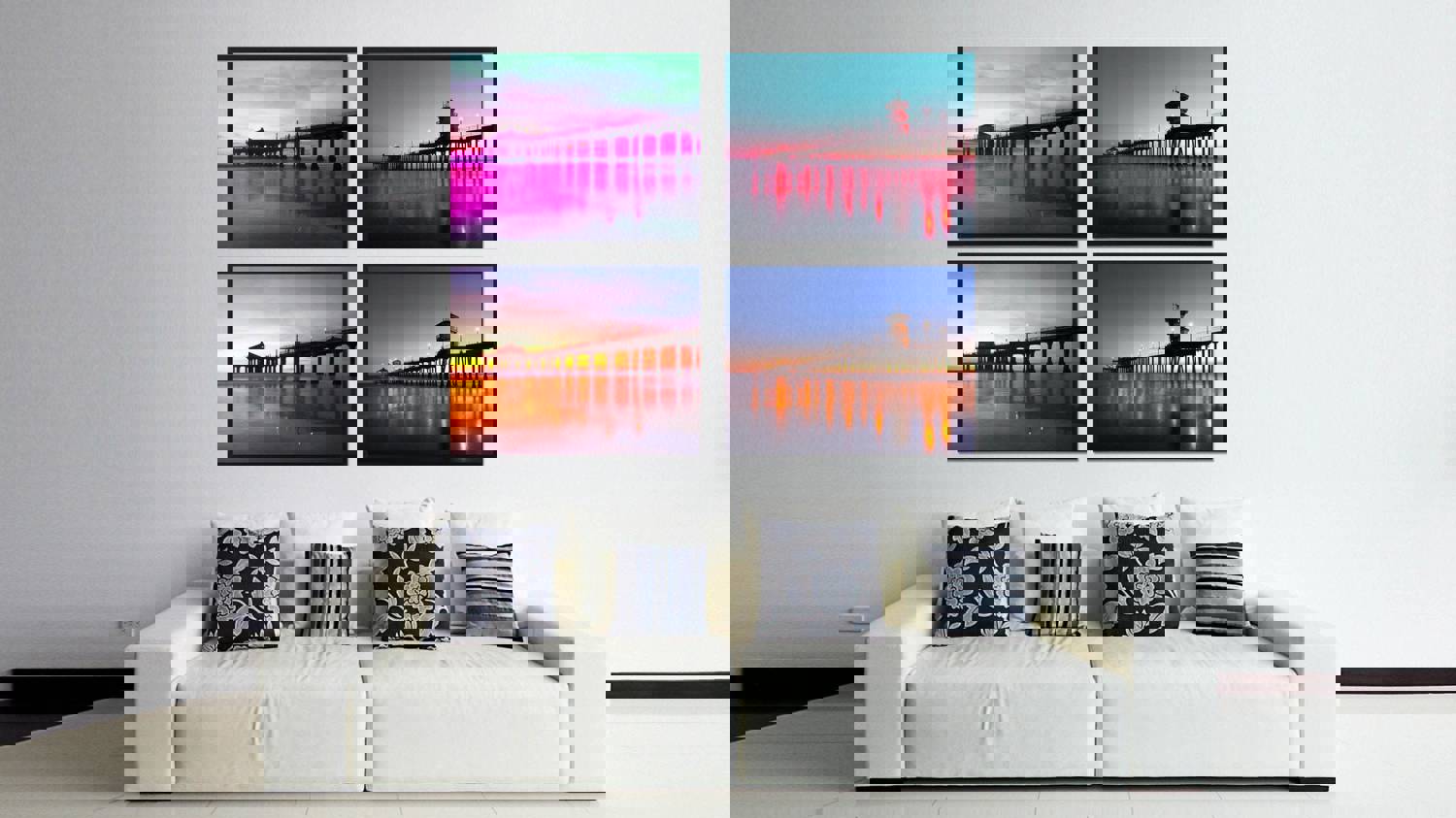 Manhattan Beach California Red Landscape Photo Canvas Print Wall Art