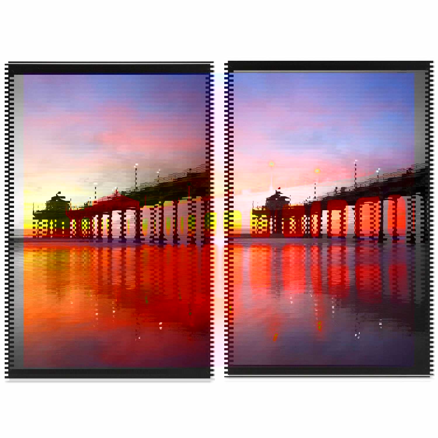 Manhattan Beach California Red Landscape Photo Canvas Print Wall Art
