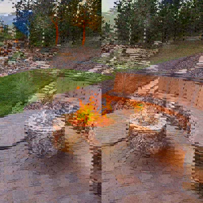 28 Inch 40000 BTU Outdoor Propane Gas Fire Pit with Stainless-Steel Burner and PVC Cover