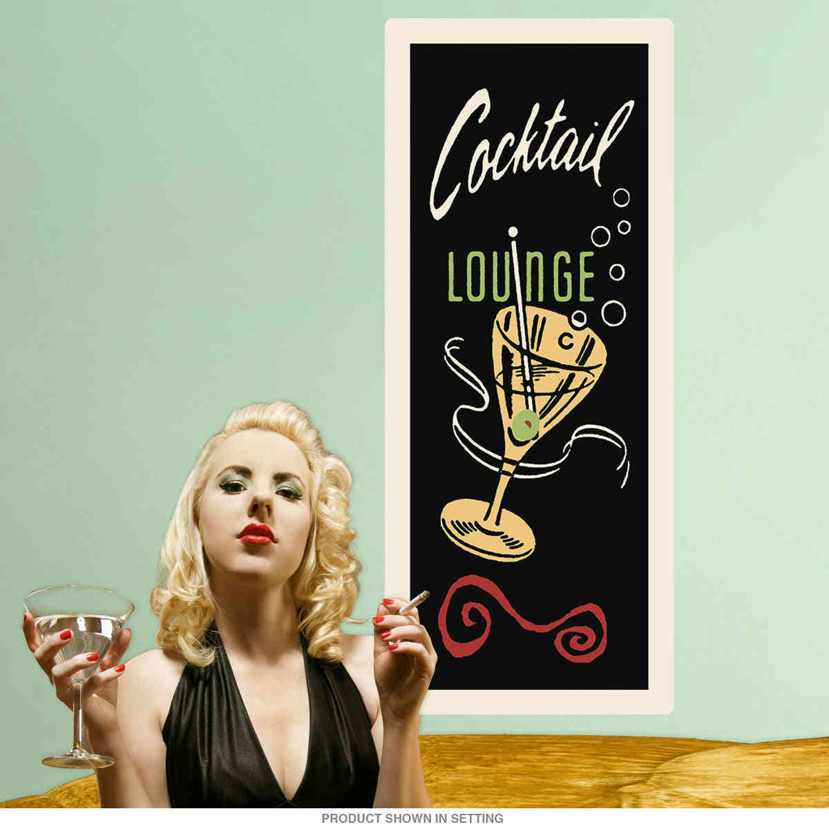 Retro Style Cocktail Lounge Tall Bar Wall Decal