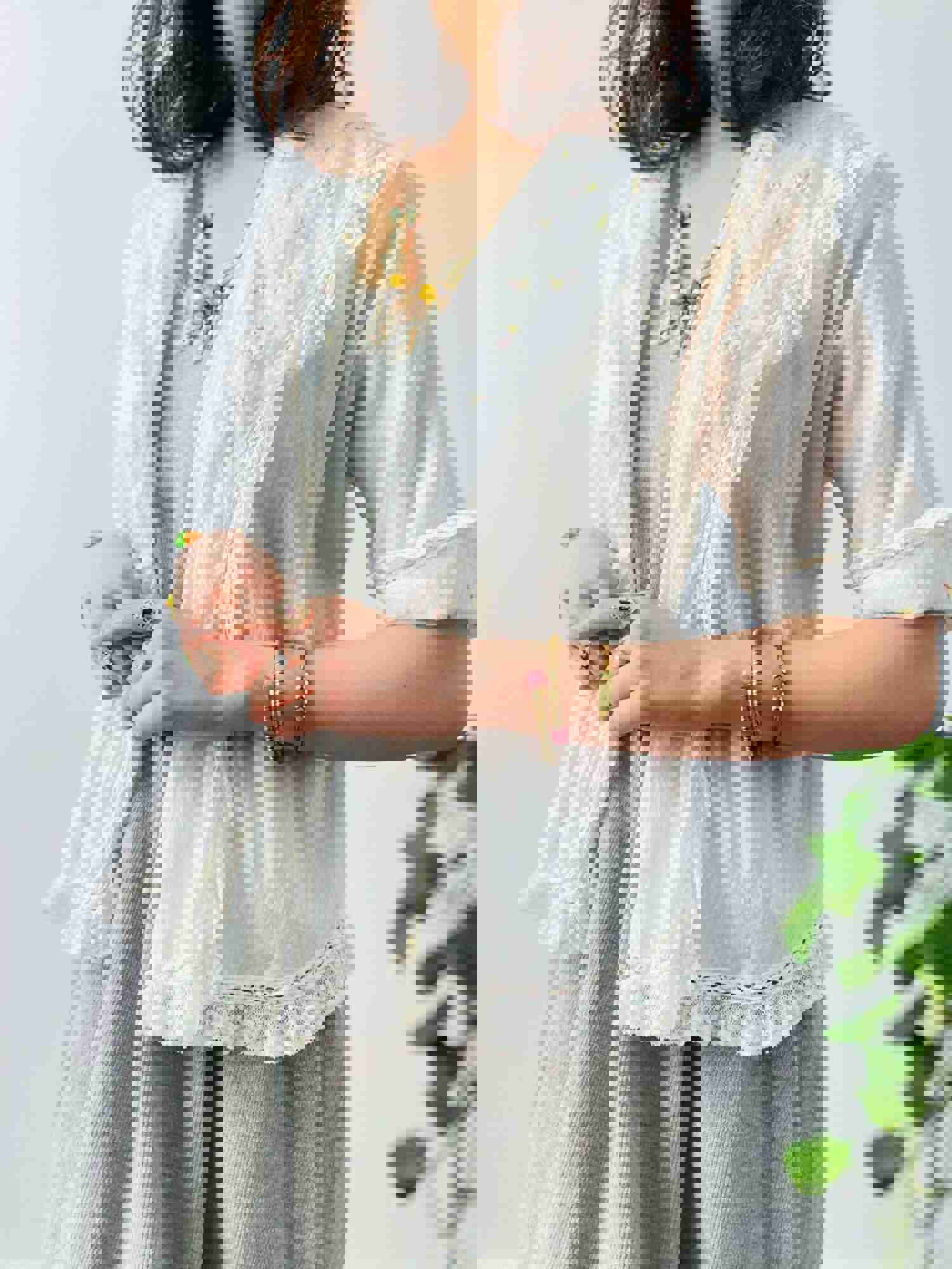 Vintage 1920s Embroidered Bed Jacket with Matching Bonnet