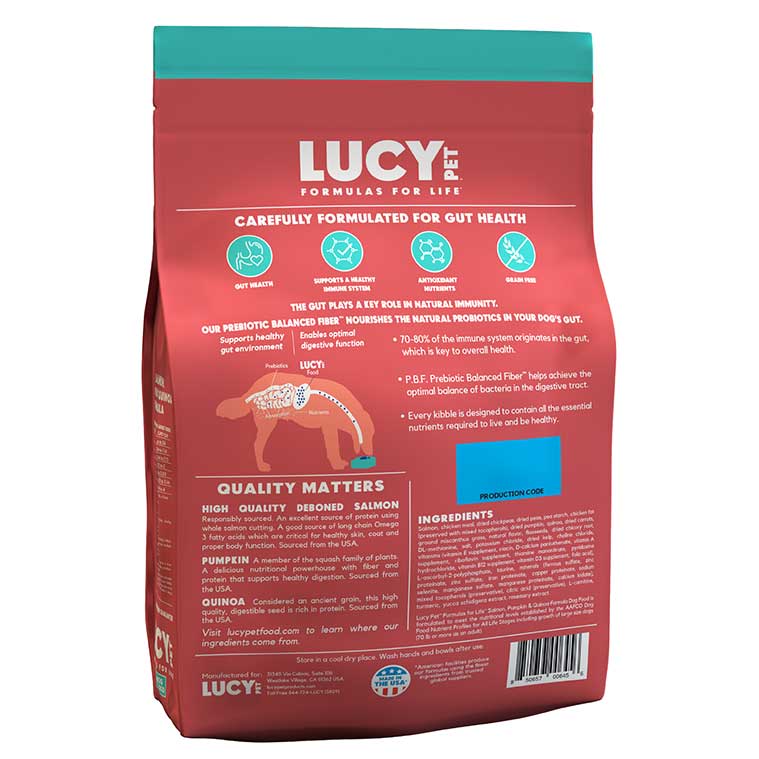 Lucy Pet Salmon, Pumpkin & Quinoa, Dry Dog Food - Grain-Free Formula for All Breeds & Life Stages