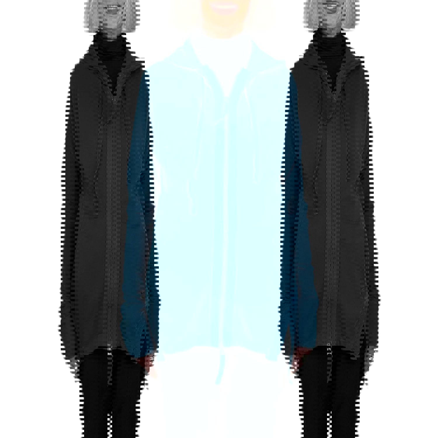 French Terry Zip Jacket - Hooded Cotton Jacket with Front Pockets