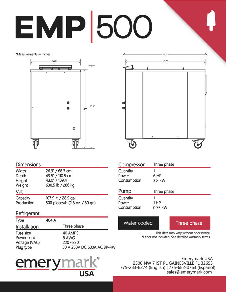 EMP 500 Paleta/Ice Pop Maker - 500 pops per hour