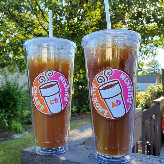 Personalized Dunkin Donuts Waterproof Sticker for Tumblers and Mugs