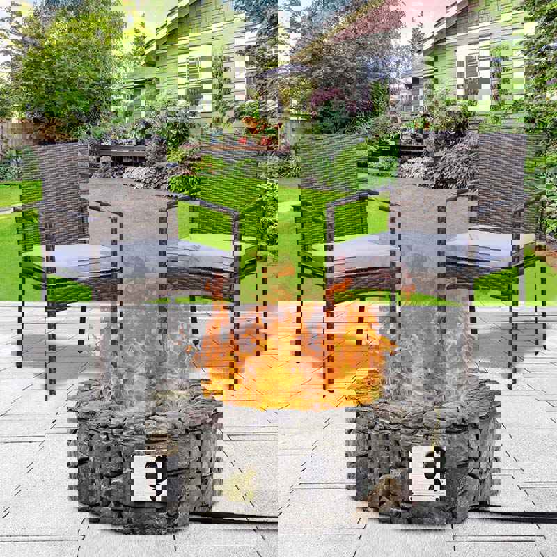 28 Inch 40000 BTU Outdoor Propane Gas Fire Pit with Stainless-Steel Burner and PVC Cover