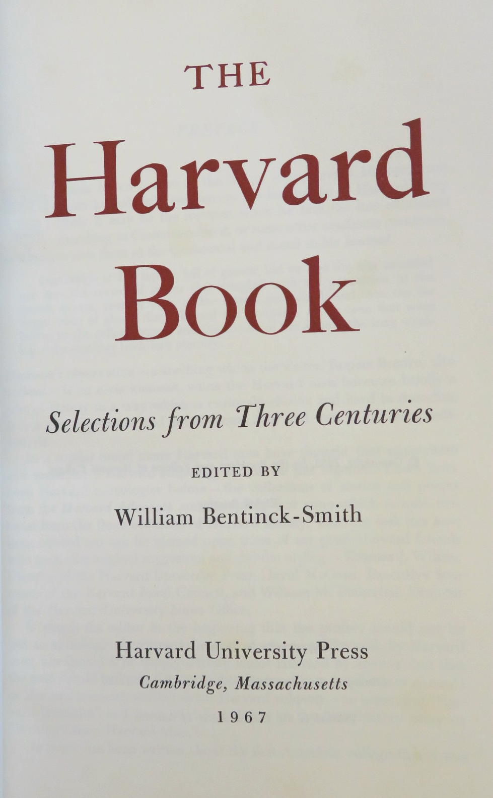 The Harvard Book 1967 by William Bentinck-Smith - Leather Bound Decorative Edition
