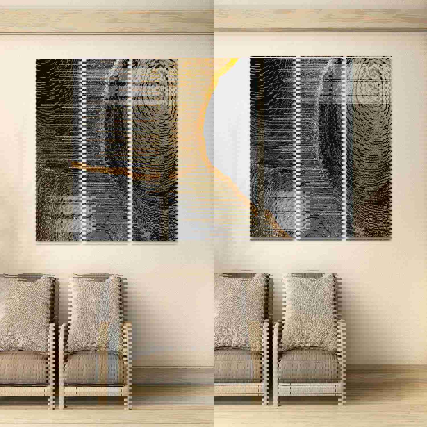 Abstract Gold and Black Wall Art - Modern Canvas Painting for Home Decor